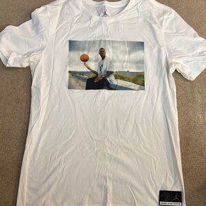 Jordan White Graphic Tee with Basketball Print